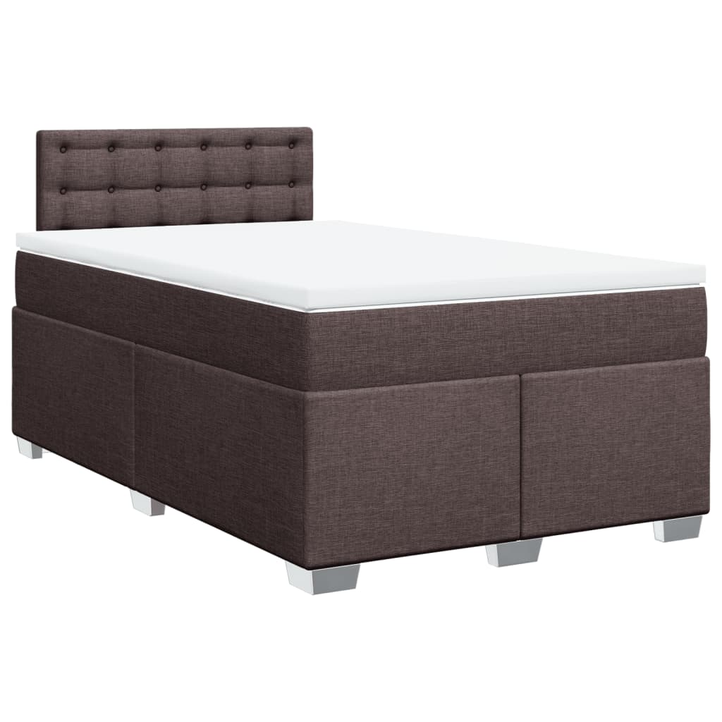 Box Spring Bed with Mattress Dark Brown 120x190 cm Fabric
