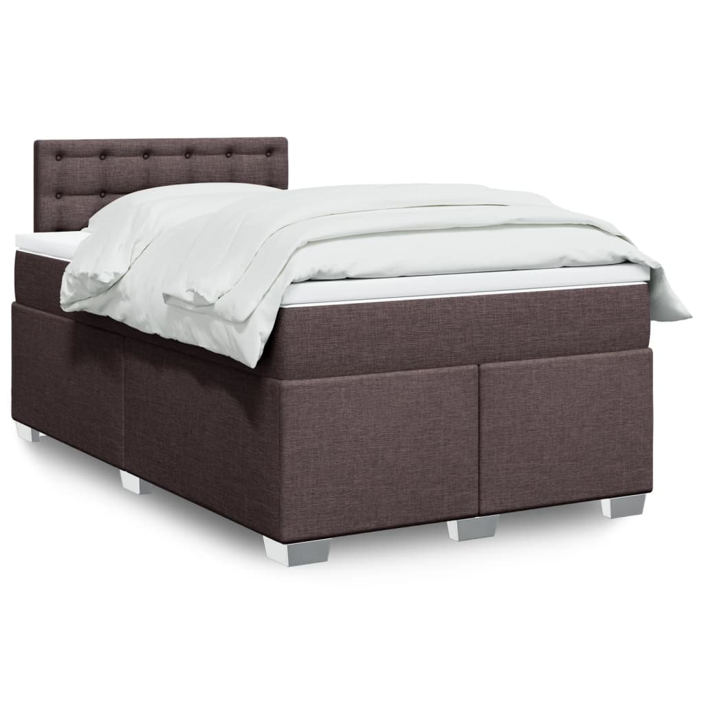Box Spring Bed with Mattress Dark Brown 120x190 cm Fabric