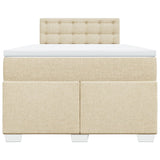 Box Spring Bed with Mattress Cream 120x190 cm Fabric