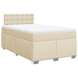 Box Spring Bed with Mattress Cream 120x190 cm Fabric