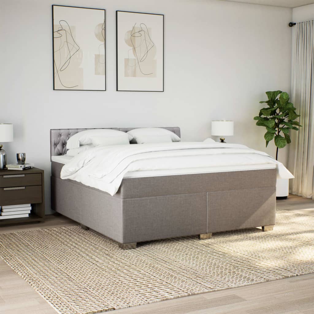 Box Spring Bed with Mattress Taupe 180x200 cm Fabric
