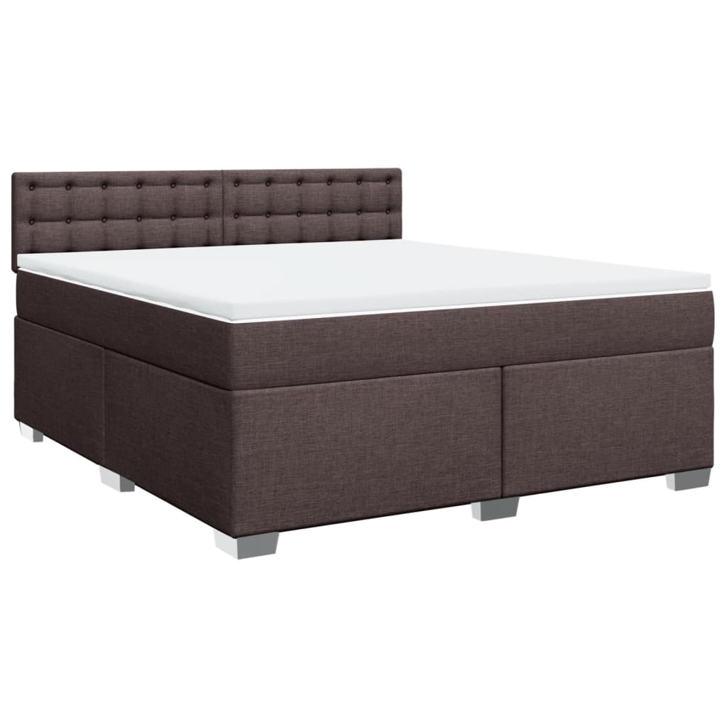Box Spring Bed with Mattress Dark Brown 180x200 cm Fabric