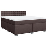 Box Spring Bed with Mattress Dark Brown 180x200 cm Fabric
