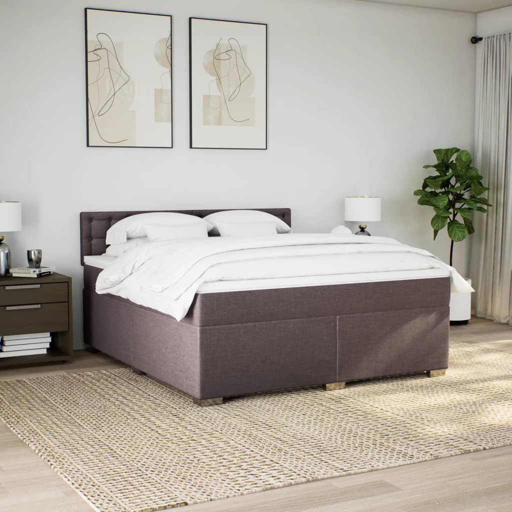 Box Spring Bed with Mattress Dark Brown 180x200 cm Fabric