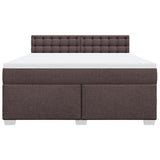 Box Spring Bed with Mattress Dark Brown 180x200 cm Fabric