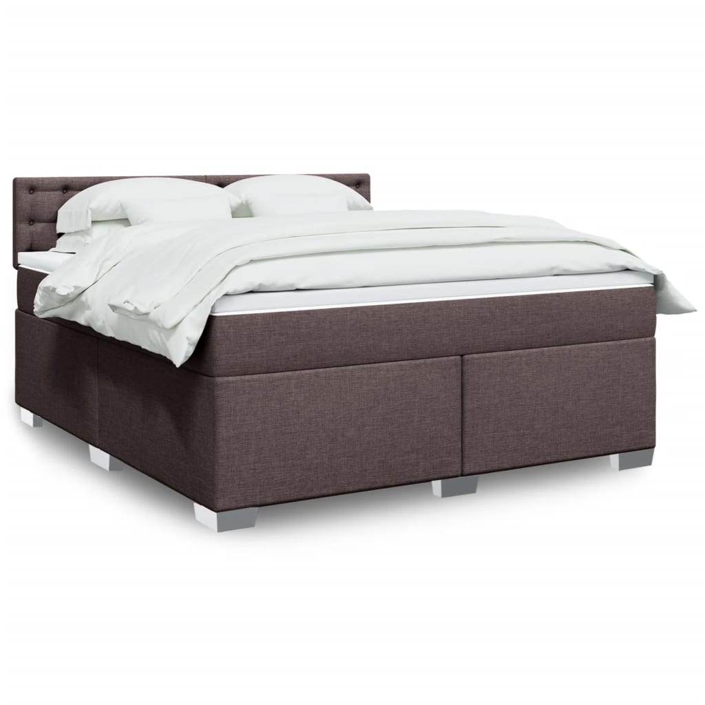 Box Spring Bed with Mattress Dark Brown 180x200 cm Fabric