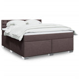 Box Spring Bed with Mattress Dark Brown 180x200 cm Fabric