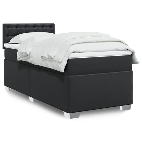 Box Spring Bed With Mattress Faux Leather