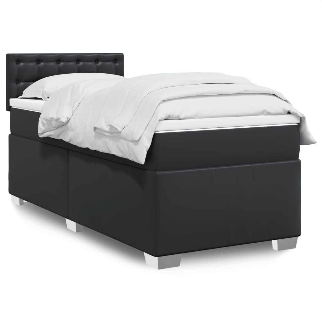 Box Spring Bed With Mattress Faux Leather