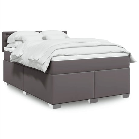 Box Spring Bed With Mattress Faux Leather