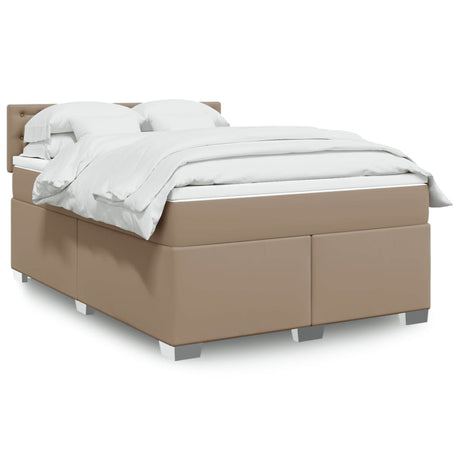 Box Spring Bed With Mattress Faux Leather