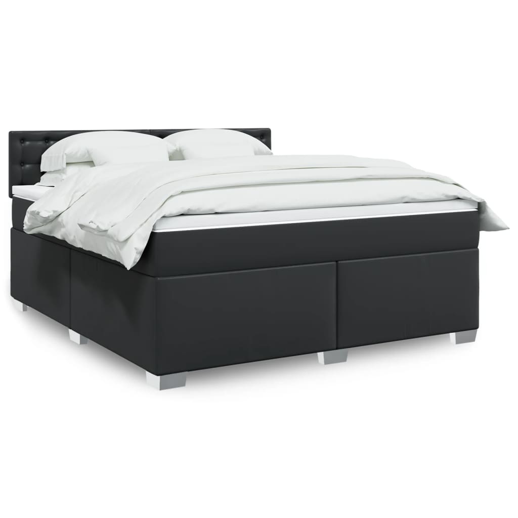Box Spring Bed With Mattress Faux Leather