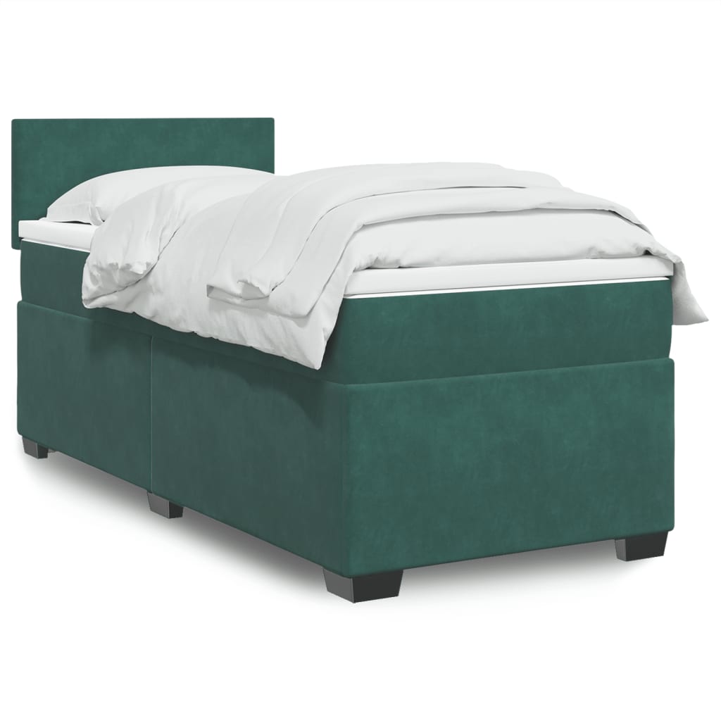 Box Spring Bed With Mattress Dark Velvet