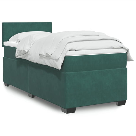 Box Spring Bed With Mattress Dark Velvet