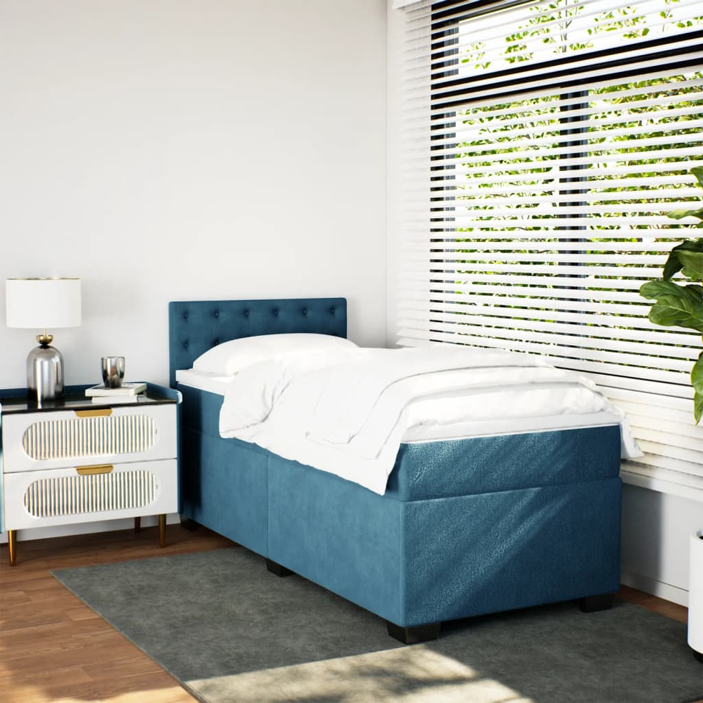 Box Spring Bed With Mattress Dark Velvet