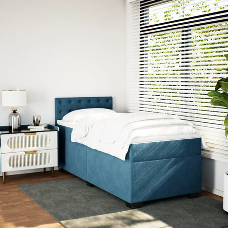 Box Spring Bed With Mattress Dark Velvet