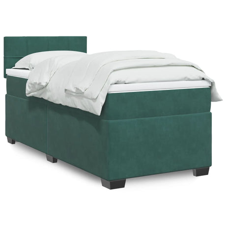 Box Spring Bed With Mattress Dark Velvet