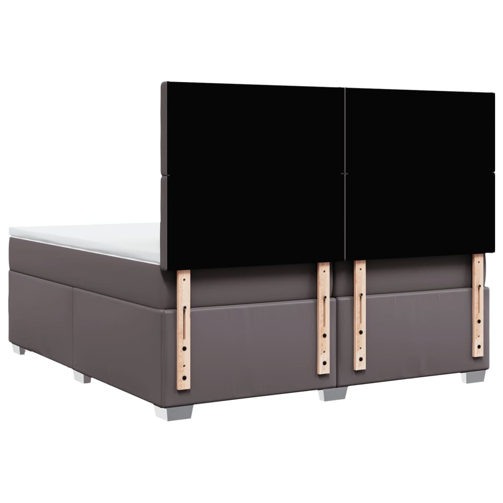 Box Spring Bed With Mattress Faux Leather