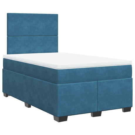 Box Spring Bed With Mattress Blue Velvet