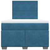 Box Spring Bed With Mattress Blue Velvet