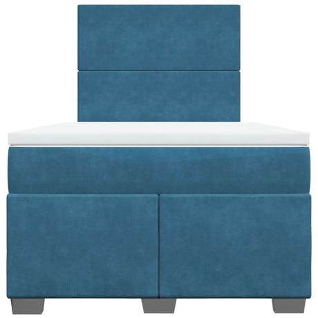 Box Spring Bed With Mattress Blue Velvet