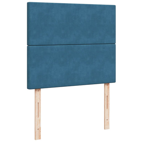 Box Spring Bed With Mattress Blue Velvet