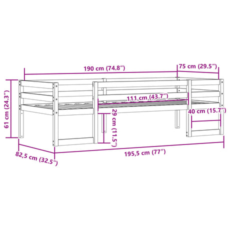 Kids' Bed Frame Without Mattress Small Single Solid Wood Pine