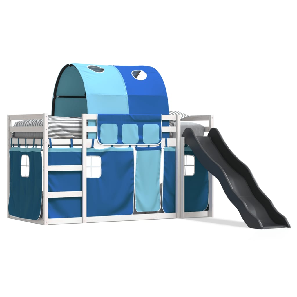 Bunk Bed Without Mattress With Slide And Curtains Blue