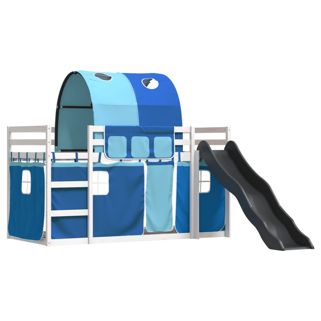 Bunk Bed Without Mattress With Slide And Curtains Blue