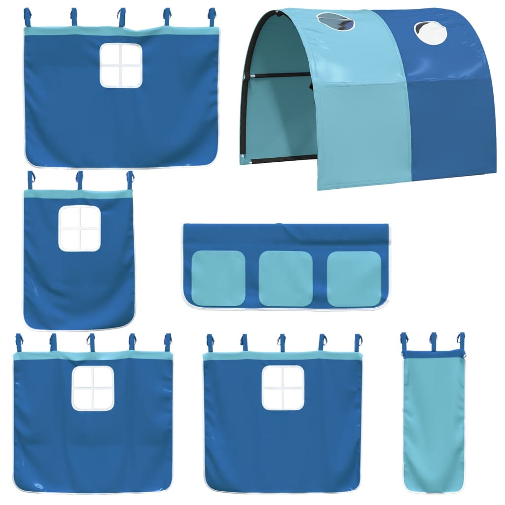 Bunk Bed Without Mattress With Slide And Curtains Blue