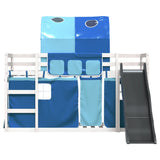 Bunk Bed Without Mattress With Slide And Curtains Blue