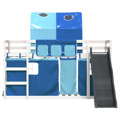 Bunk Bed Without Mattress With Slide And Curtains Blue