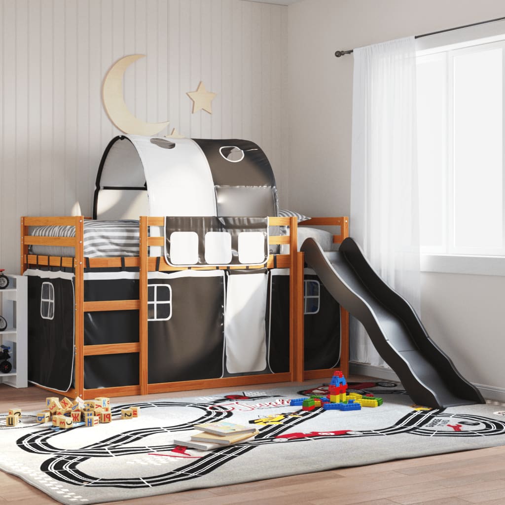 Bunk Bed Without Mattress With Slide And Curtains Blue