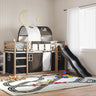 Bunk Bed Without Mattress With Slide And Curtains Blue