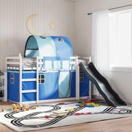 Bunk Bed Without Mattress With Slide And Curtains Blue