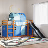 Bunk Bed Without Mattress With Slide And Curtains Blue