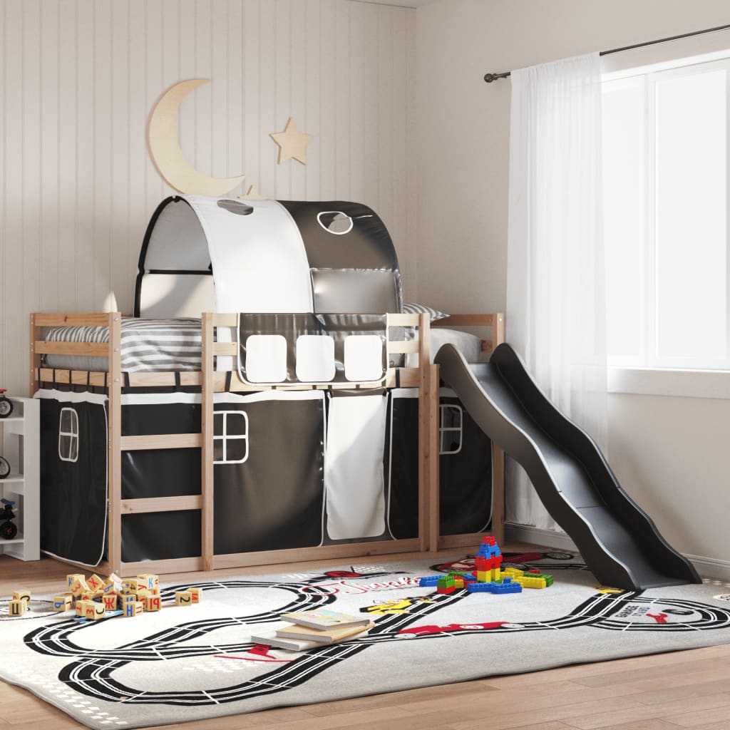 Bunk Bed Without Mattress With Slide And Curtains Blue