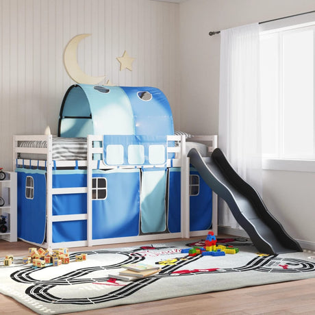 Bunk Bed Without Mattress With Slide And Curtains Blue