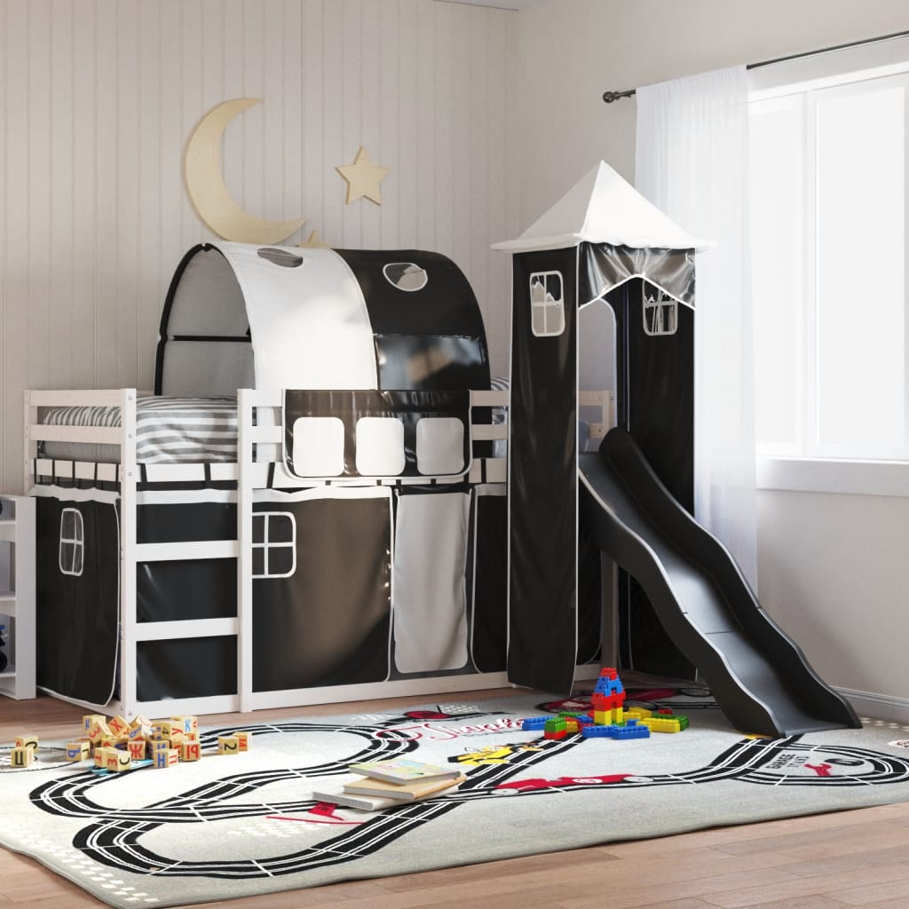 Bunk Bed Without Mattress With Slide And Curtains Blue