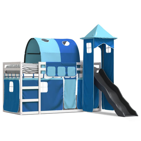 Bunk Bed Without Mattress With Slide And Curtains Blue