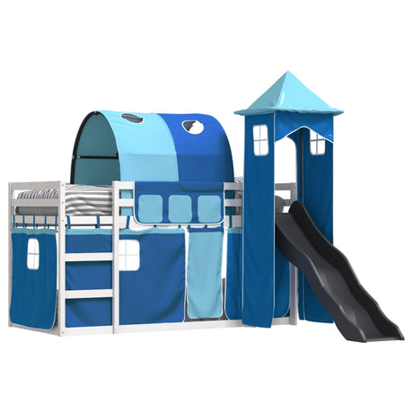 Bunk Bed Without Mattress With Slide And Curtains Blue