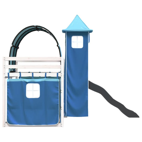 Bunk Bed Without Mattress With Slide And Curtains Blue