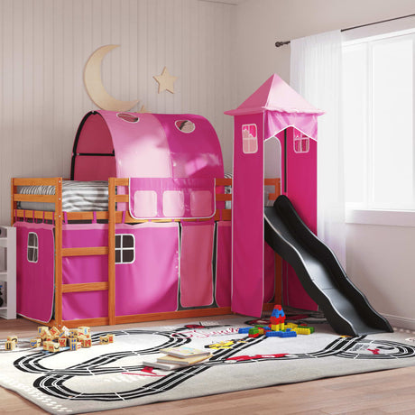 Bunk Bed Without Mattress With Slide And Curtains Blue