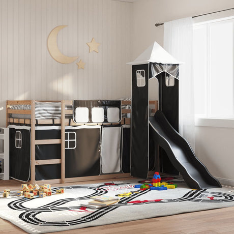 Bunk Bed Without Mattress With Slide And Curtains Blue
