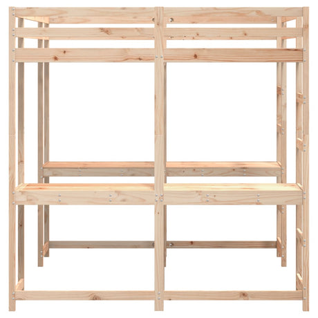 Loft Bed With Desk And Ladder Super King Solid Wood Pine