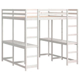 Loft Bed with Desk and Ladder White 160x200 cm Solid Wood Pine