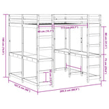 Loft Bed with Desk and Ladder White 160x200 cm Solid Wood Pine
