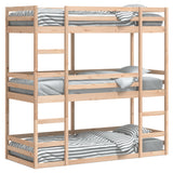 Triple Bunk Bed Without Mattress Solid Wood Pine