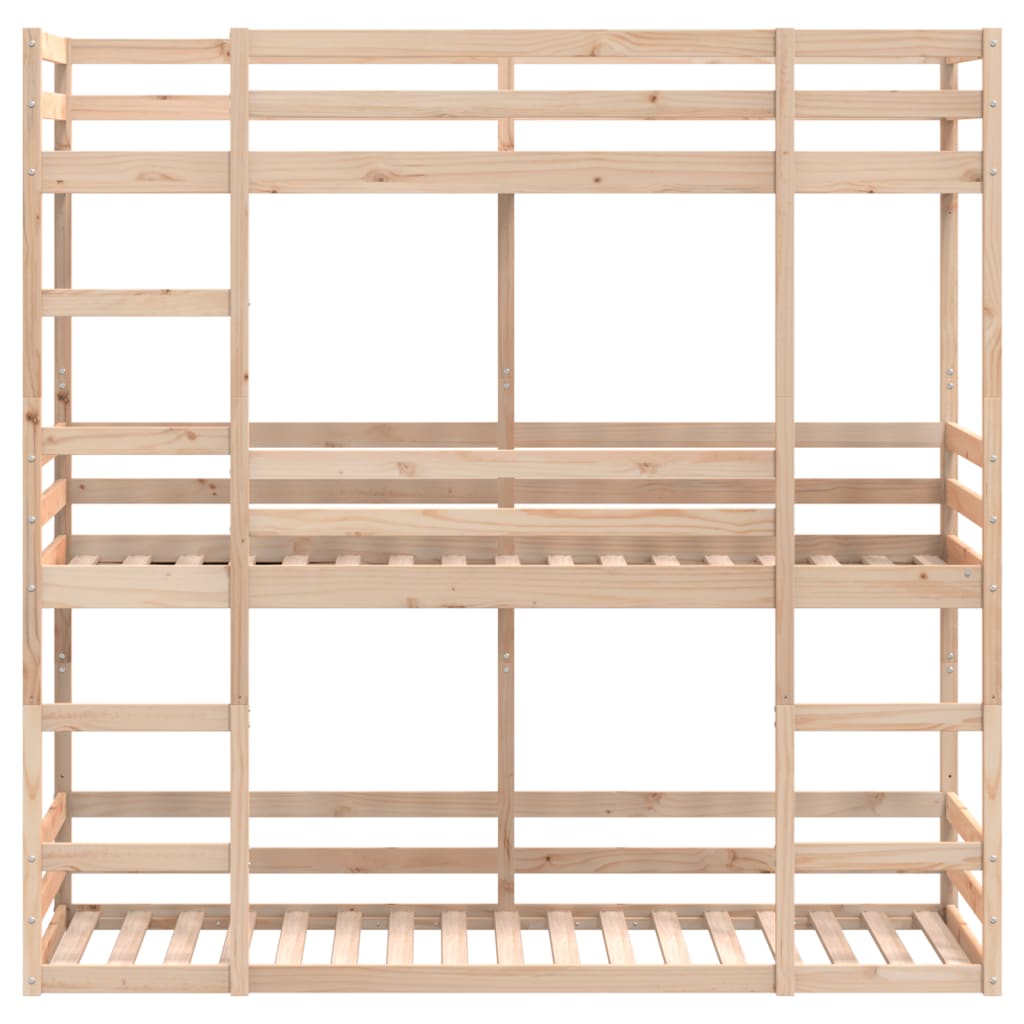 Triple Bunk Bed Without Mattress Solid Wood Pine