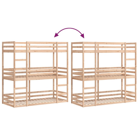 Triple Bunk Bed Without Mattress Solid Wood Pine